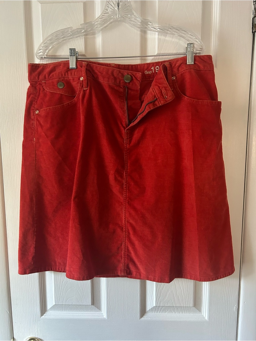 Vintage-Inspired orange Corduroy Skirt